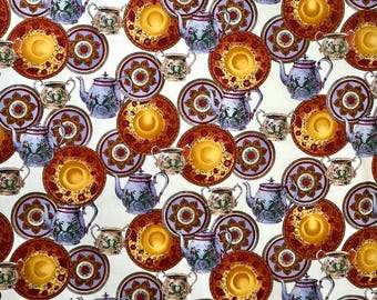 Tea Time Fabric from The Sheryl Roy Collection by SSI, By the YARD, 100% Cotton