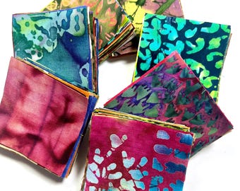 Batik Fabric Mini Charm Pack 2.5" Squares, Qty. 42, 100% Cotton