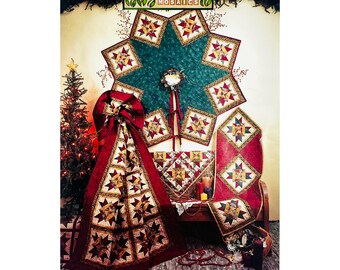 Chicago Star Christmas Skirt Tree, Quilt, and Table Runner Pattern 63802 from Fiber Mosaics