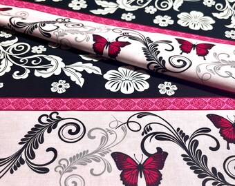 April's Garden Fabric from SSI 5/8 YARD x 44” Wide, Butterfly Stripe, 100% Cotton