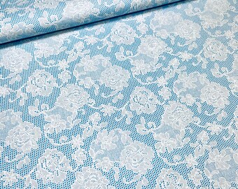 Lace-look Flowers Fabric by Textile Arts and Film, 60" long (1 & 2/3 YARDS) 100% Cotton