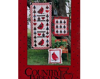 Checkerboard Cardinals Christmas Quilt Pattern #127 by Country Threads
