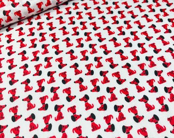 Red Dog Fabric BY THE 1/2 YARD, 100% Cotton Sewing and Quilting Fabric