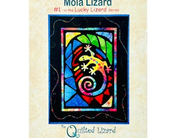 Mola Lizard Quilt Pattern Lucky Lizard Series #1 by The Quilted Lizard, with Embellishment Packet