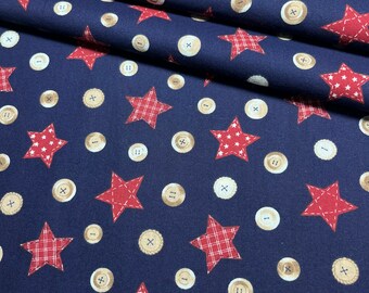 Stars and Buttons Fabric by Fabric Traditions 2040 Vintage 100% Cotton 1.25 Yards