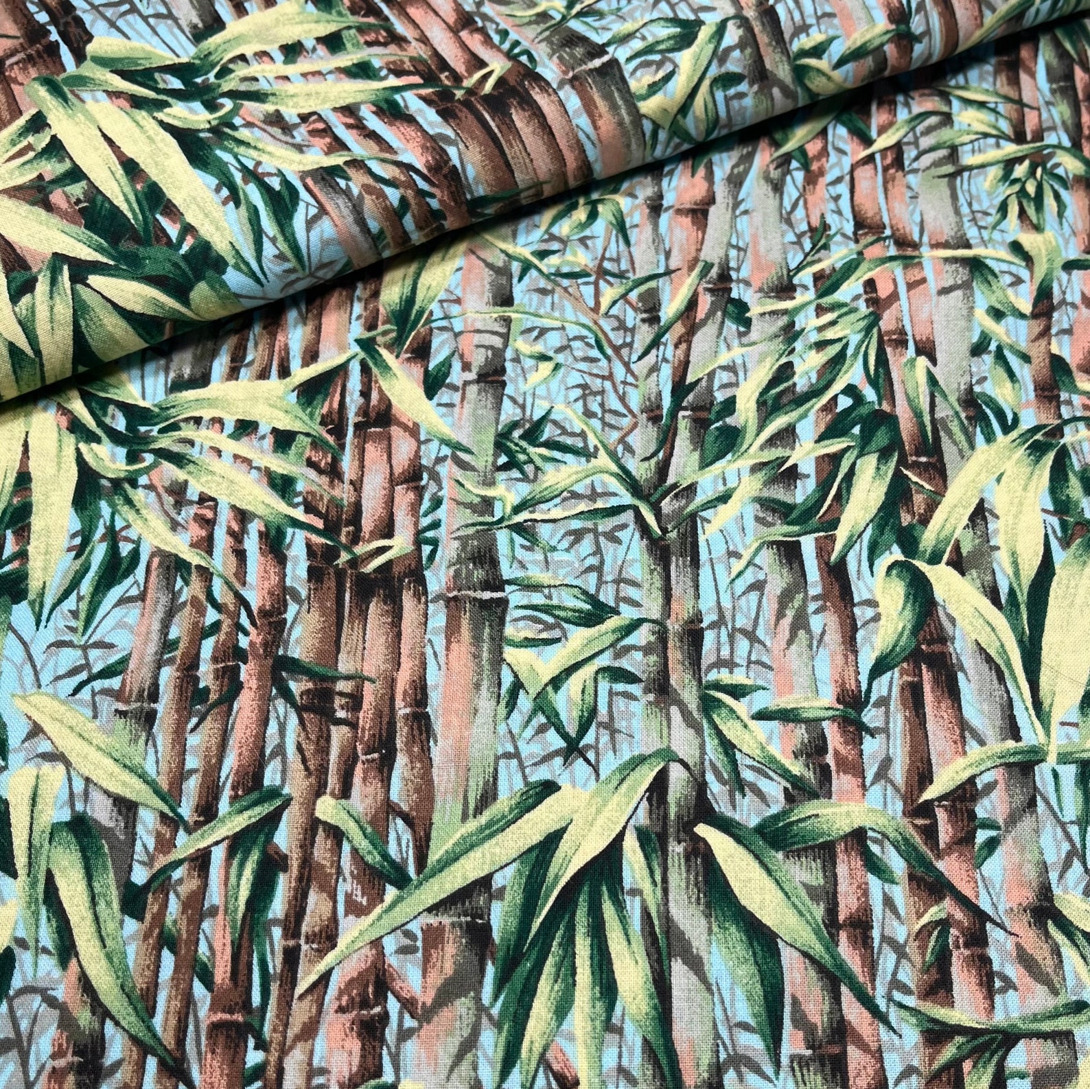 Tropical Bamboo Fabric Alabaster Jungle by Springs 9526 100 Etsy