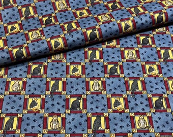 Debbie Mumm Cat Patch Checked Fabric Mumm's the Word for SSI, 1 YARD, 100% Cotton