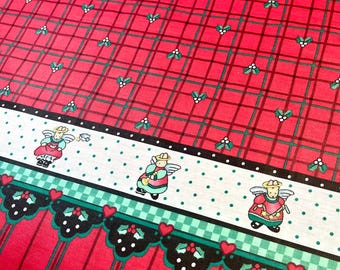 Daisy Kingdom Angel Plaid Fabric #5125 Designed by Nina Vintage 1993, BY THE YARD, 100% Cotton