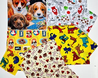 Dogs and Cats Fabric Charm Squares Pack, 5" Charms and 2.5” Mini Charms