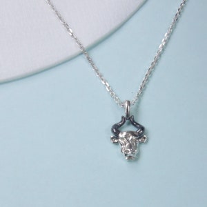 Sterling silver taurus zodiac sign Horoscope astrology, bull head pendant