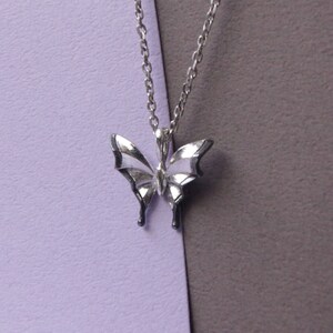 Origami Schmetterling Halskette: Sterling Silber Abstraktes Design