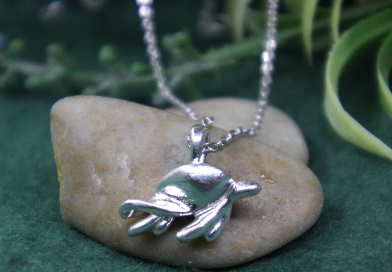 little silver swimming turtle pendant