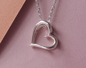 dainty simple sterling silver Open Heart pendant