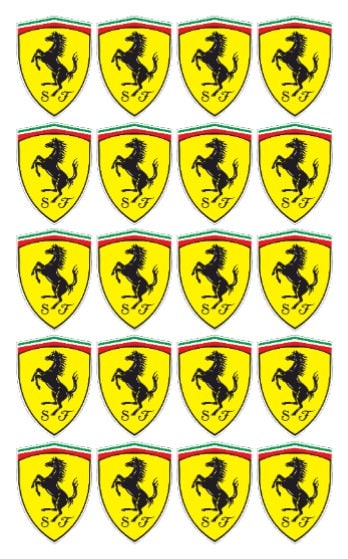 gelber Ferrari Aufkleber eckig mit Scuderia Initialen