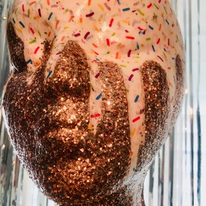 Sprinkle diseño Decoupage w / Champagne Glitter Mannequin Head Display Lightweight and Portable Glam