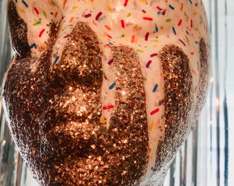 Polvilhe design decoupage com display de cabeça de manequim com glitter champanhe leve e portátil glam