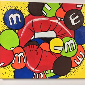 Chocolate Coverd Candy, Lip Pop Art W/ Texture Finish Hand Painted