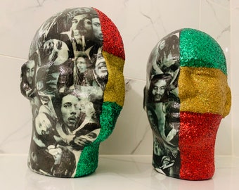 Bob Marley, Reggae Mannequin Head Display Lightweight and Portable Glam