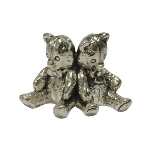 Miniature Two bear toys Sterling Silver Plated 925