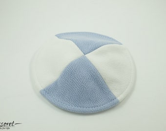 Lot of 4pcs Light Blue & White 15cm Jewish Kippah Yamaka Flat