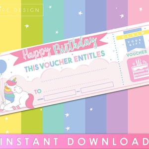 Einhorn - Geschenkgutschein - Mädchen - Geburtstagsgeschenk - Last Minute Geschenk - Sofort Download - Printable