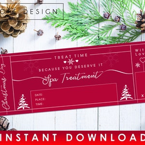 Christmas Day - Spa Treatment - Gift Voucher - Coupon - Christmas - Present - Instant Download - Printable