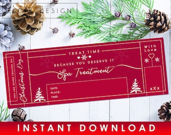 Christmas Day - Spa Treatment - Gift Voucher - Coupon - Christmas - Present - Instant Download - Printable