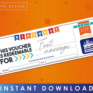 Geschenkgutschein - Fußmassage Gutschein - Geburtstag Geschenk - Sofort Download - Printable