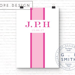 PERSONALISED Pink Monogram Gucci Louis Vuitton Typography Wall Art Quote Print Nursery Baby Room Premium G.F Smith Paper image 2