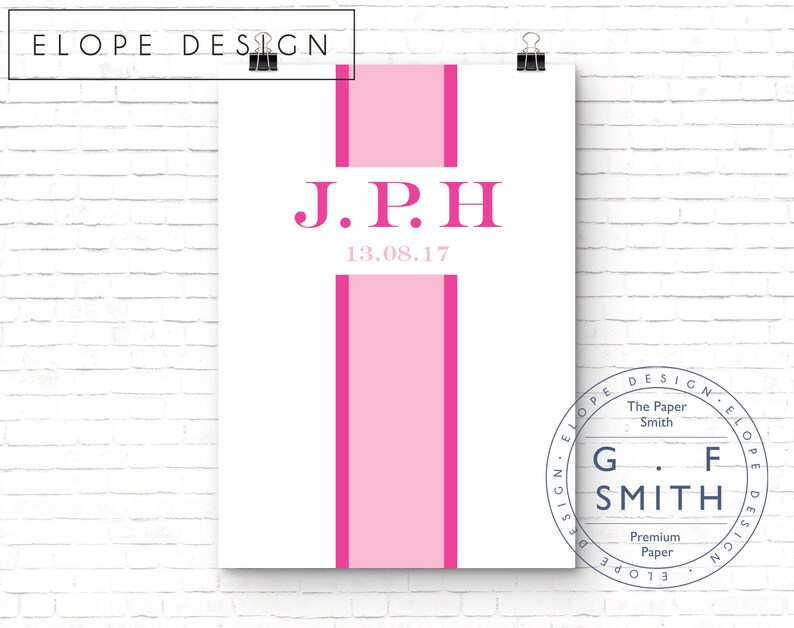 PERSONALISED Pink Monogram Gucci Louis Vuitton Typography Wall Art Quote Print Nursery Baby Room Premium G.F Smith Paper image 2