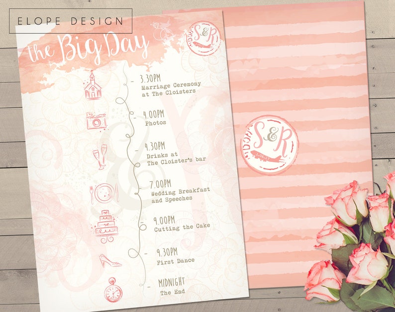 Italian Themed Personalised Wedding Invitations Order Of The Etsy