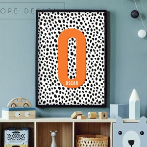 Initial print | Personalised nursery print | Nursery letter Art | Initial wall art | Nursery | Wall art | Initial Nursery Decor | Black Spot