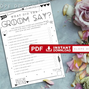 What Did The Groom Say Game: Bridal Shower Hen Party (PDF)