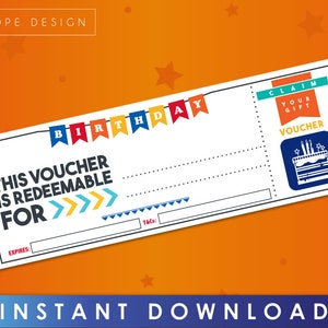 Gift Voucher - Blank Coupon - Birthday Day Gift- Present - Instant Download - Printable