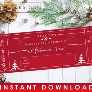 Christmas Day - Afternoon Tea - Gift Voucher - Coupon - Christmas - Present - Instant Download - Printable