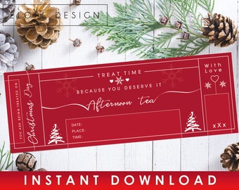 Christmas Day - Afternoon Tea - Gift Voucher - Coupon - Christmas - Present - Instant Download - Printable