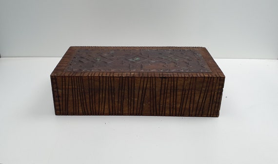 Metal Lined Box Wooden Metal Lined Box Wooden Box Metal-enclosed wooden box Vintage Cigar Tobacco Smoking