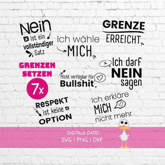 Grenzen setzen Bündel - 7 starke Sprüche | Graffiti Plotterdateien | Selbstliebe, Grenzen, Mental Health, Statement, SVG DXF PNG