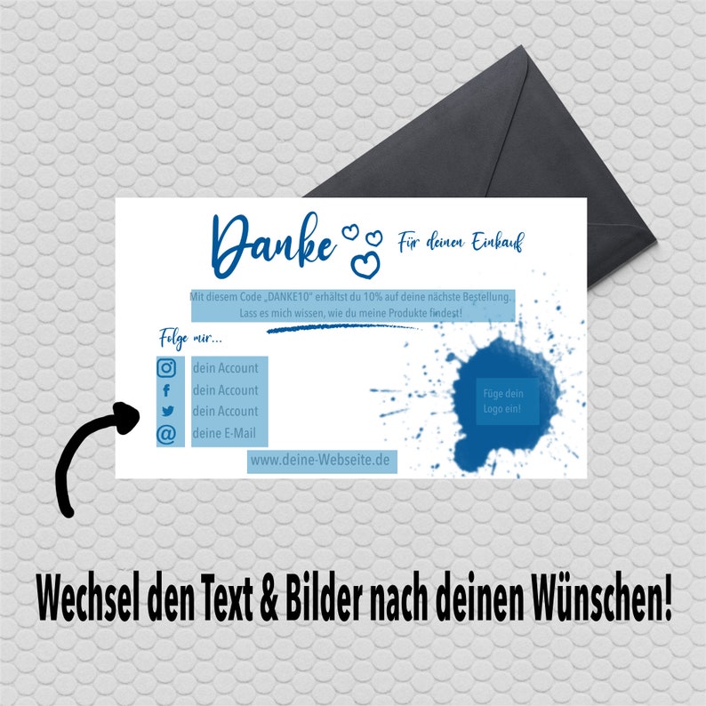 thank you cards business Wiedererkennung blau Danke Kunde Danke f\u00fcr deinen Einkauf Business Karte Gutschein Karte kommerzielle Nutzung