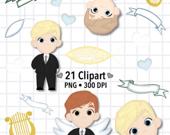 Communion Confirmation boy clipart decoration pack, angel boy graphics