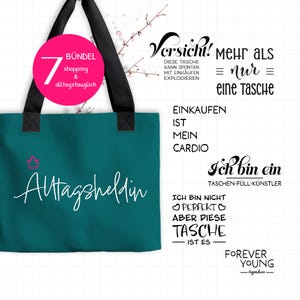 Pakiet plików plotera „Cheeky Bag Sayings” 7x SVG PNG na torby, kubki i koszulki | Everyday Heroine Humor | Niemiecki | Cricut + Silhouette