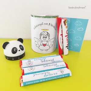 Duplo banderol beschermengel jongen, instant cadeau downloaden, rijbewijs geslaagd, babygeboorte, jaar in het buitenland, gastcadeau