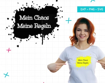 Archivo para plotter "Mi caos, mis reglas" | Frase ingeniosa en formato SVG, PNG y DXF | Diseño estilo grafiti para camisetas, tazas y decoración
