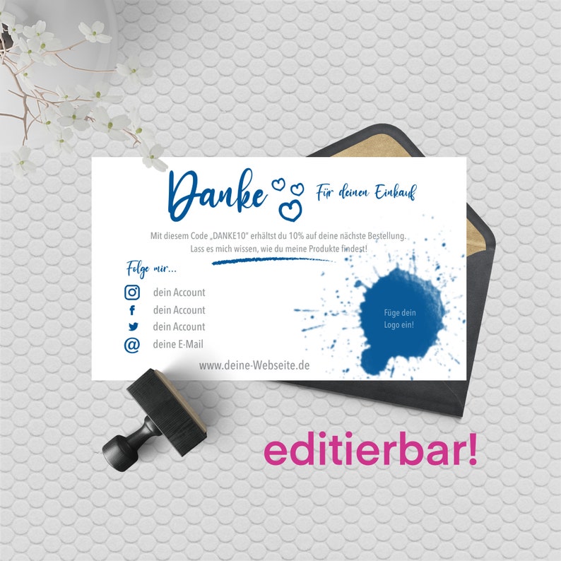 thank you cards business Wiedererkennung blau Danke Kunde Danke f\u00fcr deinen Einkauf Business Karte Gutschein Karte kommerzielle Nutzung
