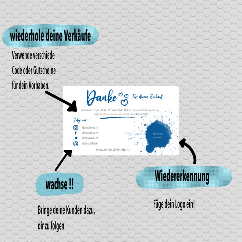 thank you cards business Wiedererkennung blau Danke Kunde Danke f\u00fcr deinen Einkauf Business Karte Gutschein Karte kommerzielle Nutzung