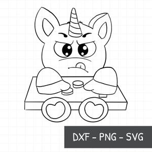Unicorn Gaming SVG, PNG, DXF, file di taglio Cricut, download istantaneo digitale, unicorno fantasy che gioca con la console, regalo geek, gioco nerd