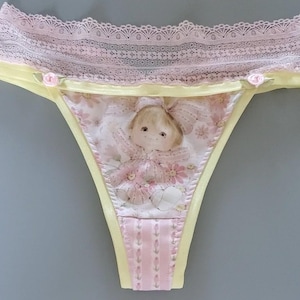 Little Angel Cotton And Lace Thong Panties Handmade In The USA Lingerie Cute Panties Women&#39;s Underwear Women&#39;s Lace Panty Angel Underwear