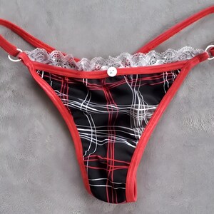 Last One Size Small Abstract And Lace With Adjustable Straps Thong Panties Handmade Lingerie Women's Sexy Underwear Lace Thong Sexy Panties