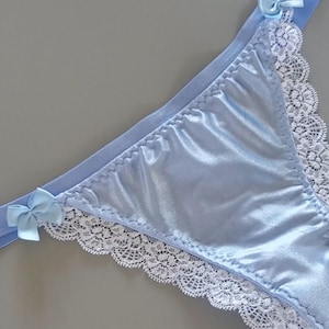 Satin And Lace Thong Panties Handmade Lingerie Cute Panties Women&#39;s Sexy Underwear Women&#39;s Underwear Lace Lingerie Sexy Panties Satin Thong