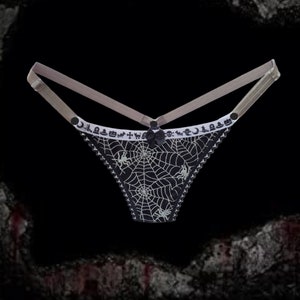Spiderweb T Back Strap Thong Panties Halloween Costumes Halloween Lingerie Halloween Underwear Halloween Panties Stripper G-string